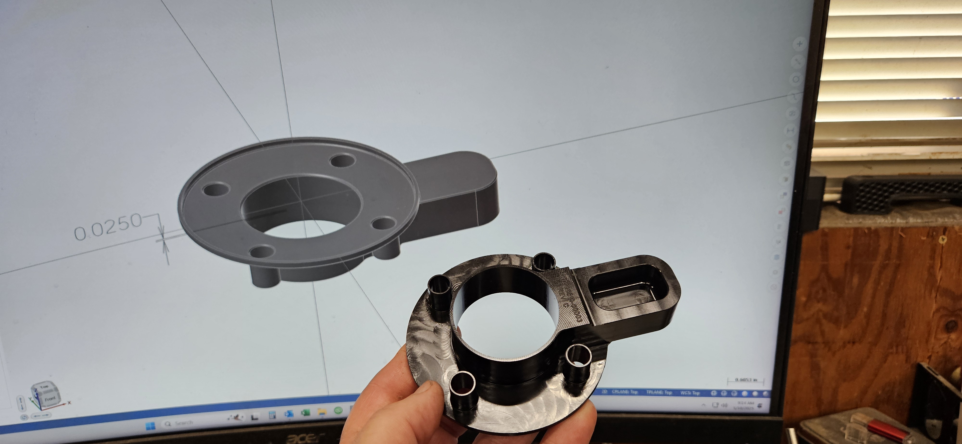 Black anodized precision component with threaded features